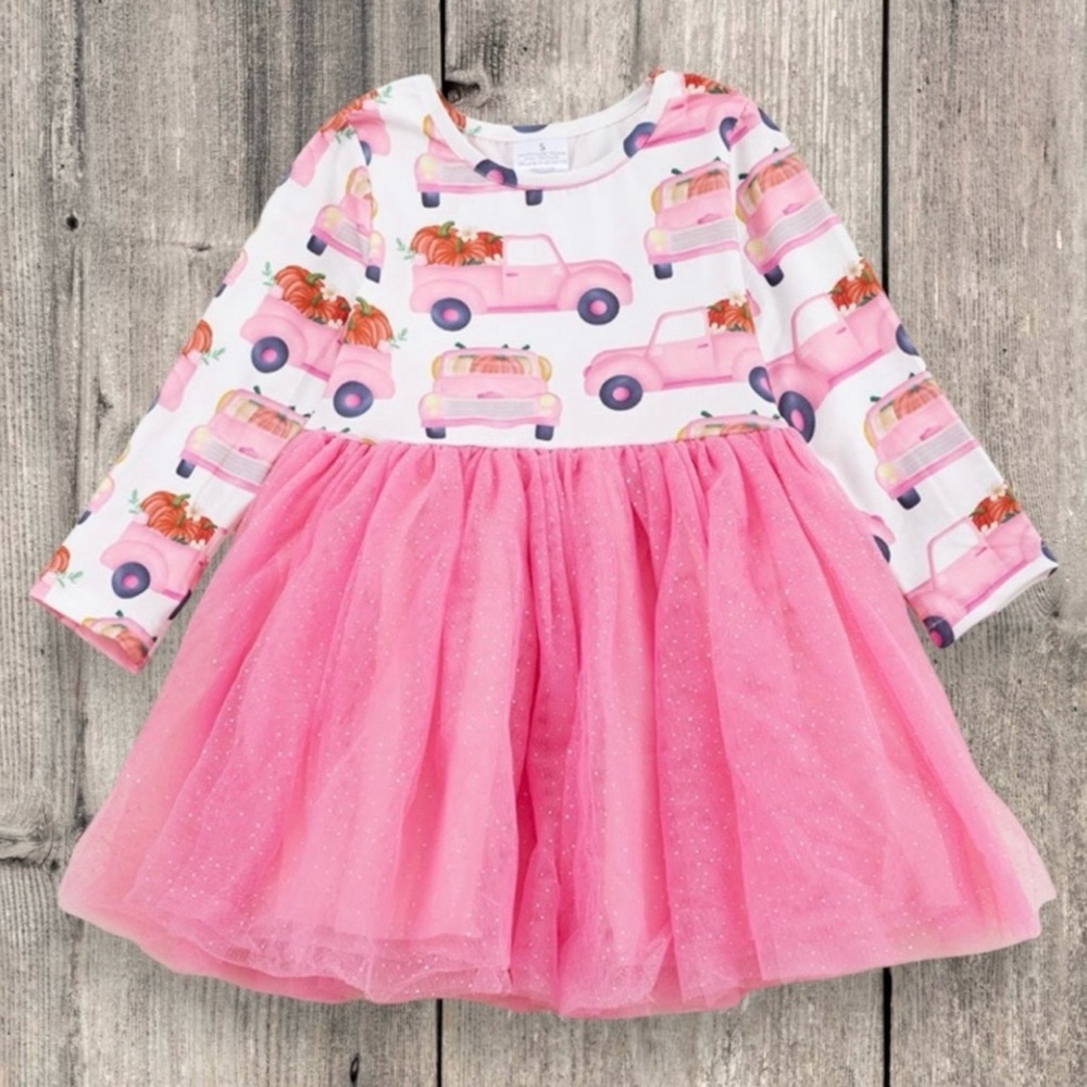 New Boutique Girls Pumpkin Truck Tutu Dress